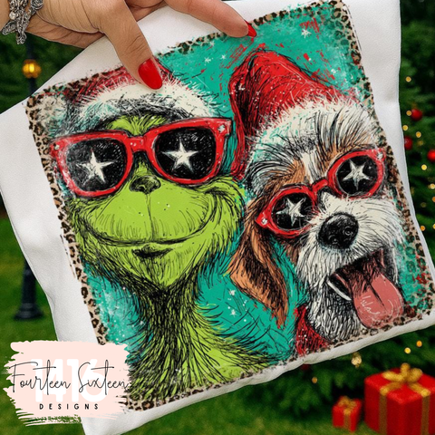 Christmas dog and green