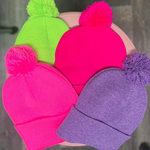 Pom Pom Beanie with or without letter patch